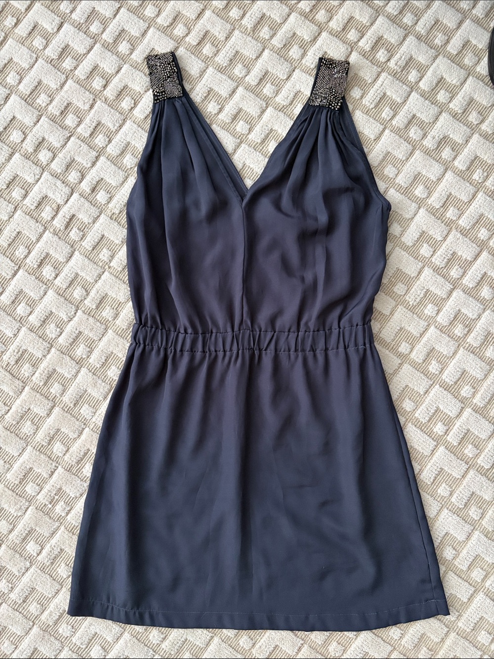 Eight Sixty Grey 2000s Beaded-Strap Mini Dress Size L